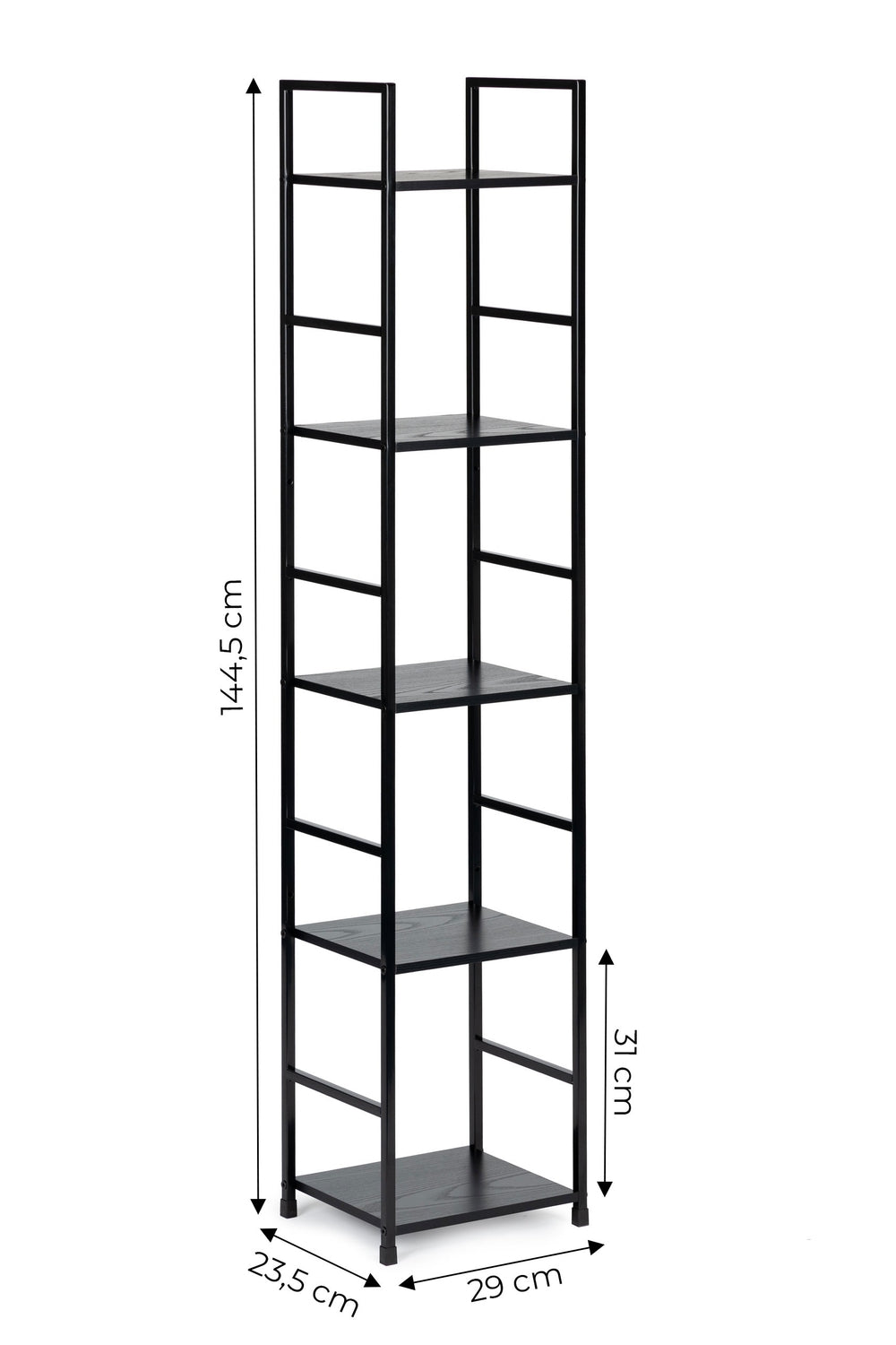 Modern wooden bookcase with metal frame LOFT 5 shelves