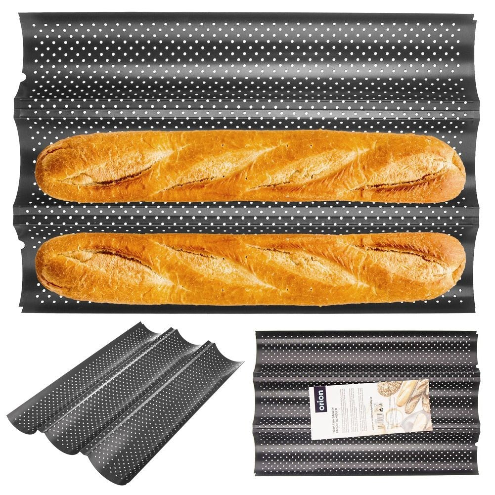 Mold for crispy, golden brown baguettes with non-stick surface
