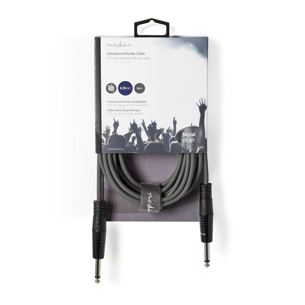 Mono audio cable | 6.35 mm Male | 6.35 mm Male | Nickel Plated | 5.00 m | Round | PVC
