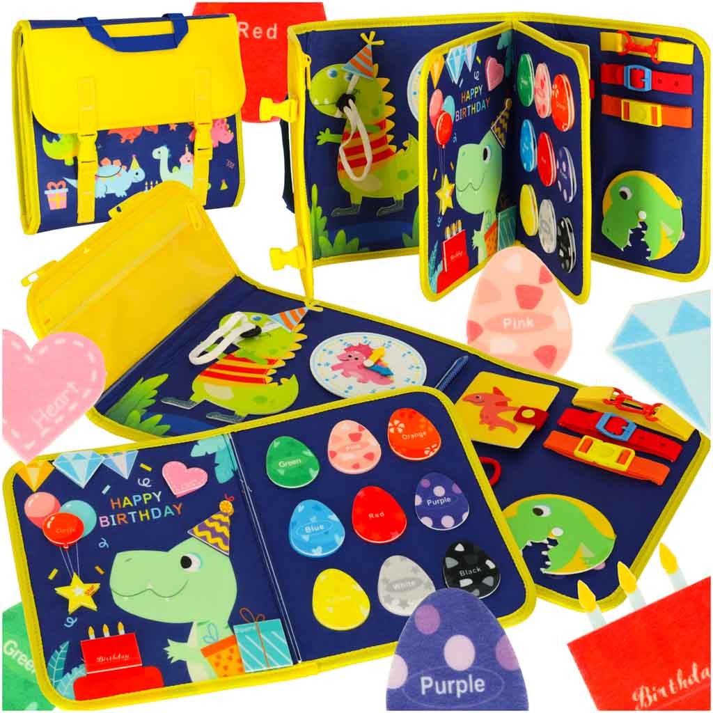 Montessori backpack manipulative board blue