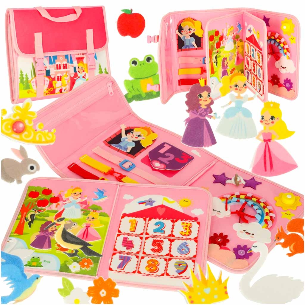 Montessori backpack manipulative board pink