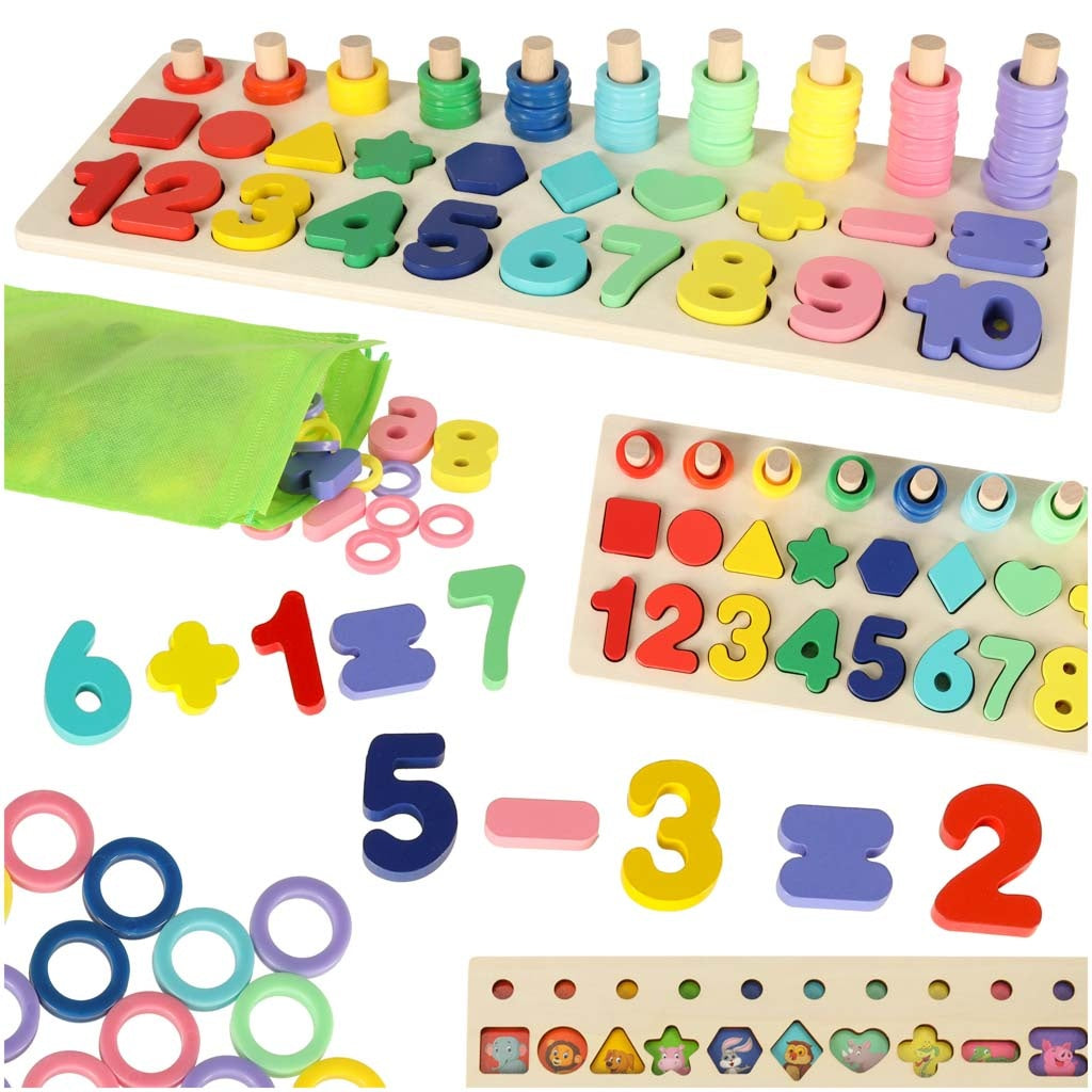 Montessori wooden number sorter 3in1 13x36cm