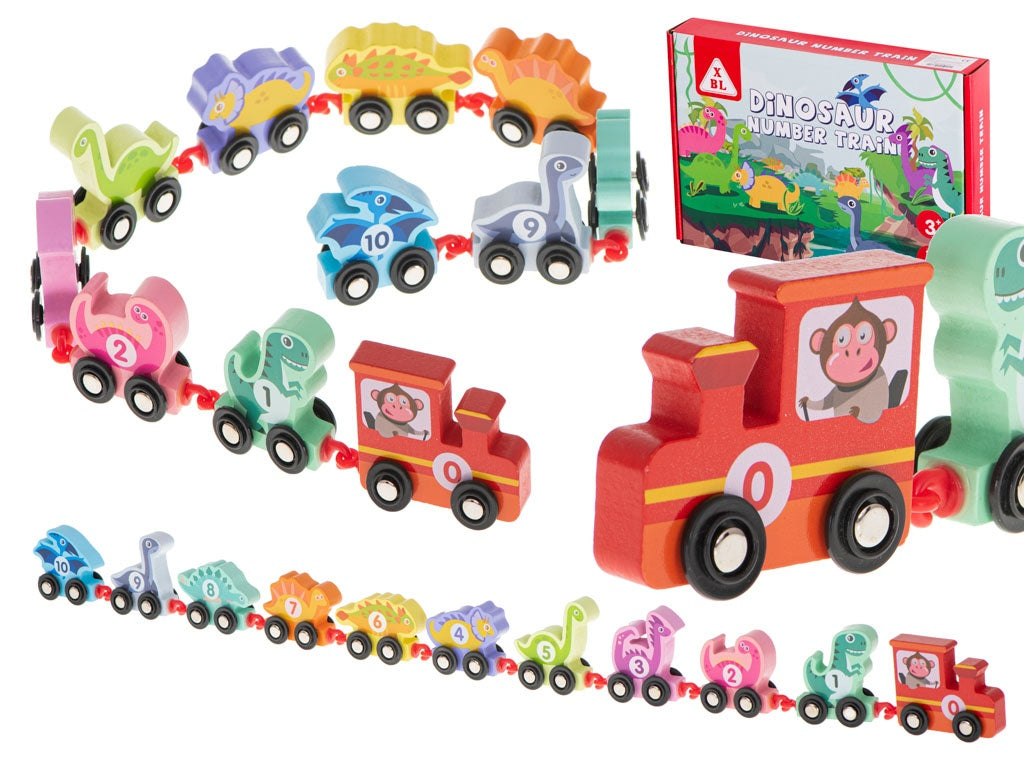 Montessori wooden train dinosaur train