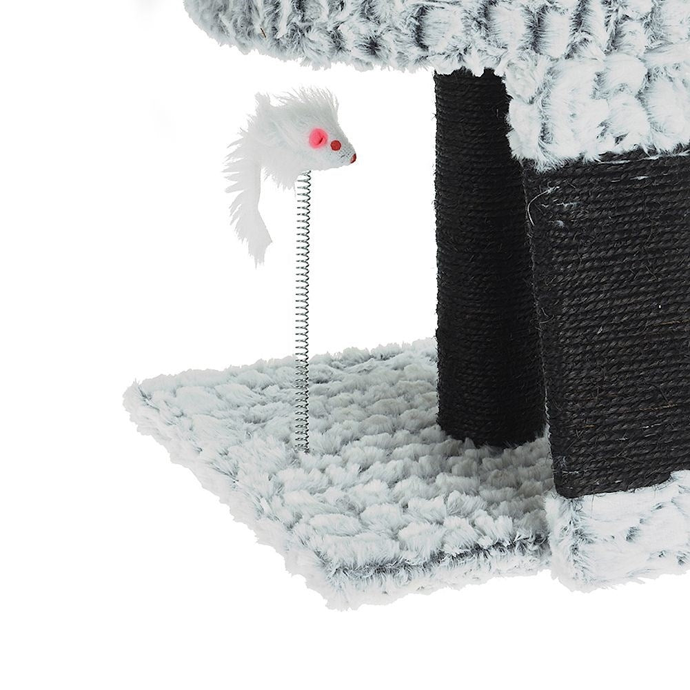 Multifunctional cat house with 3 levels, claw tree and movable mouse