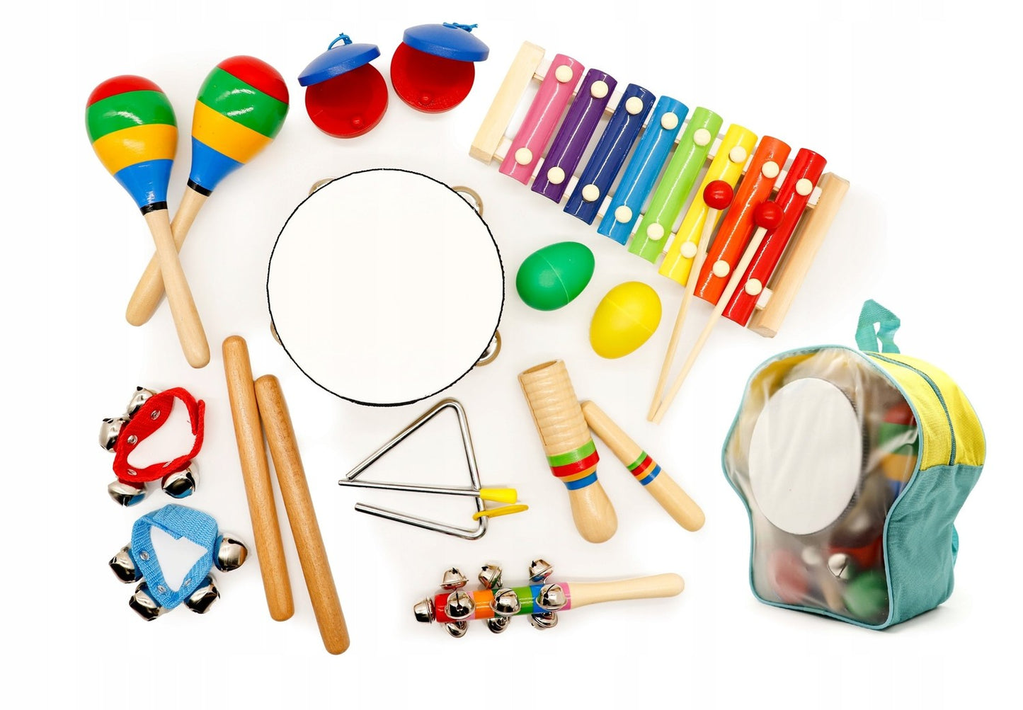 Musical set of 10 instruments for children + backpack ECOTOYS