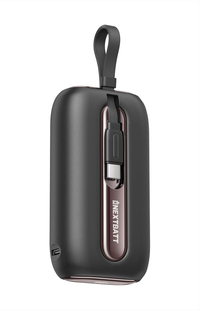 NEXTBATT Mini Powerbank with Quick Charge 10000mAh 22.5W with Dual Cables - Black
