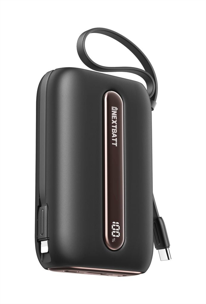 NEXTBATT Powerful Powerbank Fast Charging 20000mAh 22.5W with Dual Cables - Black