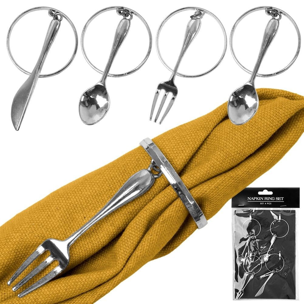 Napkin rings 4-pack, silver, metal, 4 cm, elegant cutlery