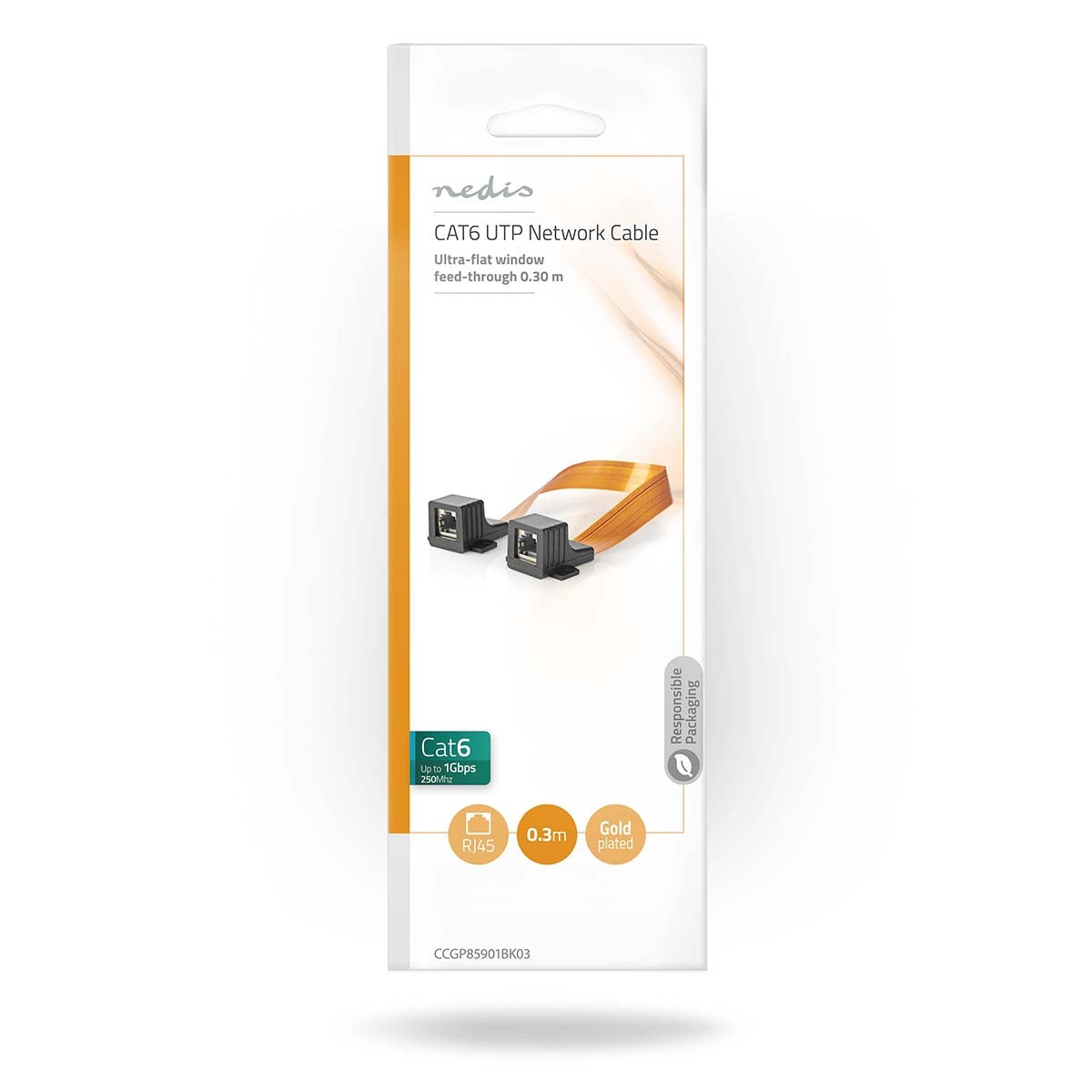 Nedis CAT5e-Cable | UTP | RJ45 (8P8C) Female | RJ45 (8P8C) Female | 0.30 m | Flat | PVC | Black | Poly bag