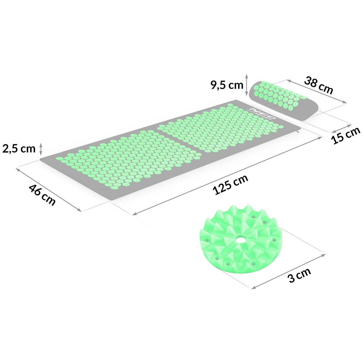 Neo-Sport NS-901 Acupressure Mat with Spikes - Black/Green