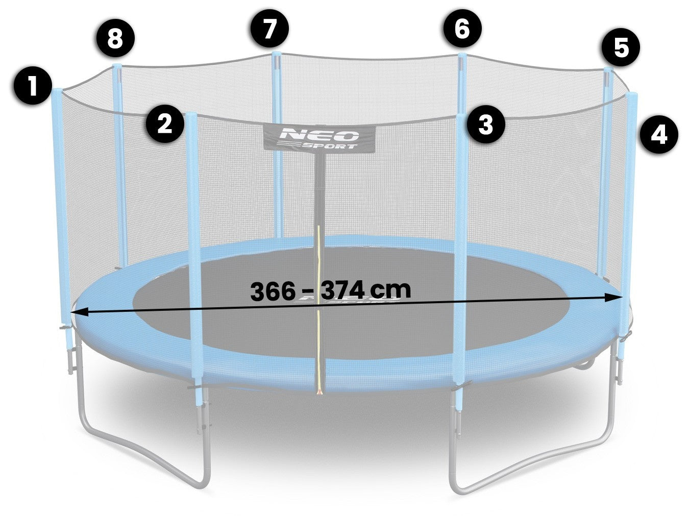 Neosport Outdoor Net 374cm 12ft 8s