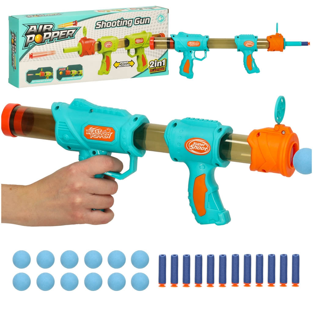 Nerfy 2-in-1 blue cartridge ball gun