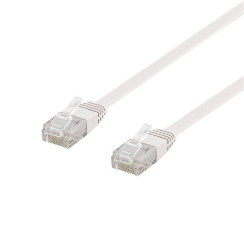 Network cable UTP Cat6 patch cable 0.3m, white, flat