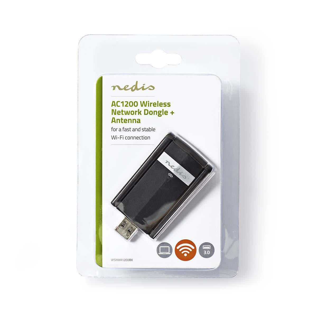 Network dongle | Wi-Fi | AC1200 | 2.4/5 GHz (Dual Band) | USB3.0 | Wi-Fi speed total: 1200 Mbps | Windows 10 / Windows 7 / Windows 8