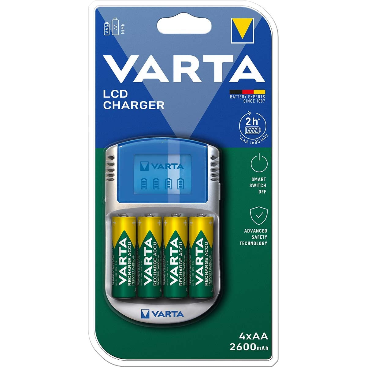 NiMH Battery Charger AA / AAA | 1.2 V DC | 4x AA/HR6 2600 mAh | Maintenance charge | Euro / Type-C (CEE 7/16) | Battery type energy: AA
