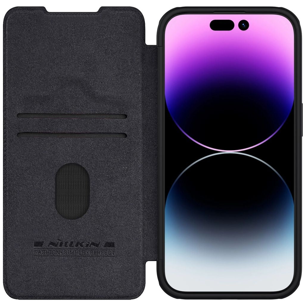 Nillkin iPhone 15 Pro Qin Pro Leather Case with Camera Protection - Black