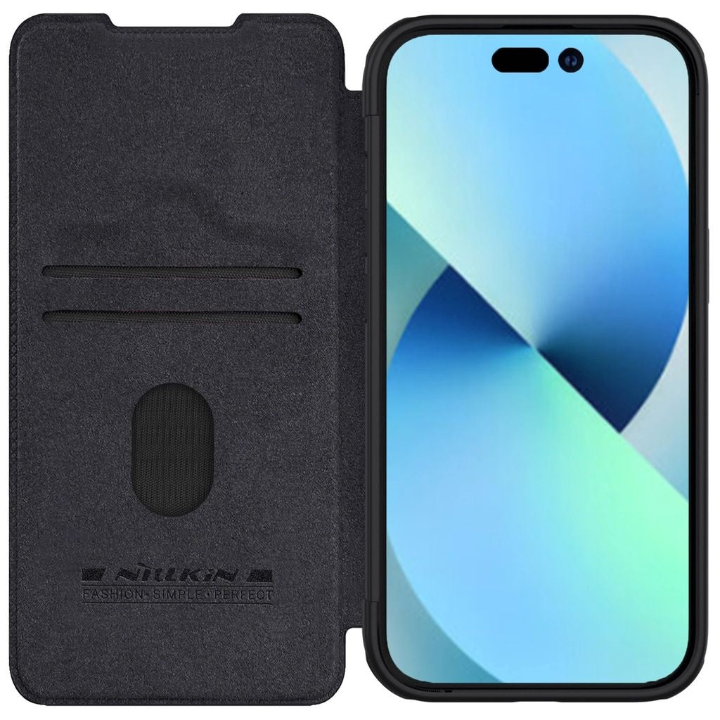Nillkin iPhone 15 Qin Pro Leather Case with Camera Protection - Black
