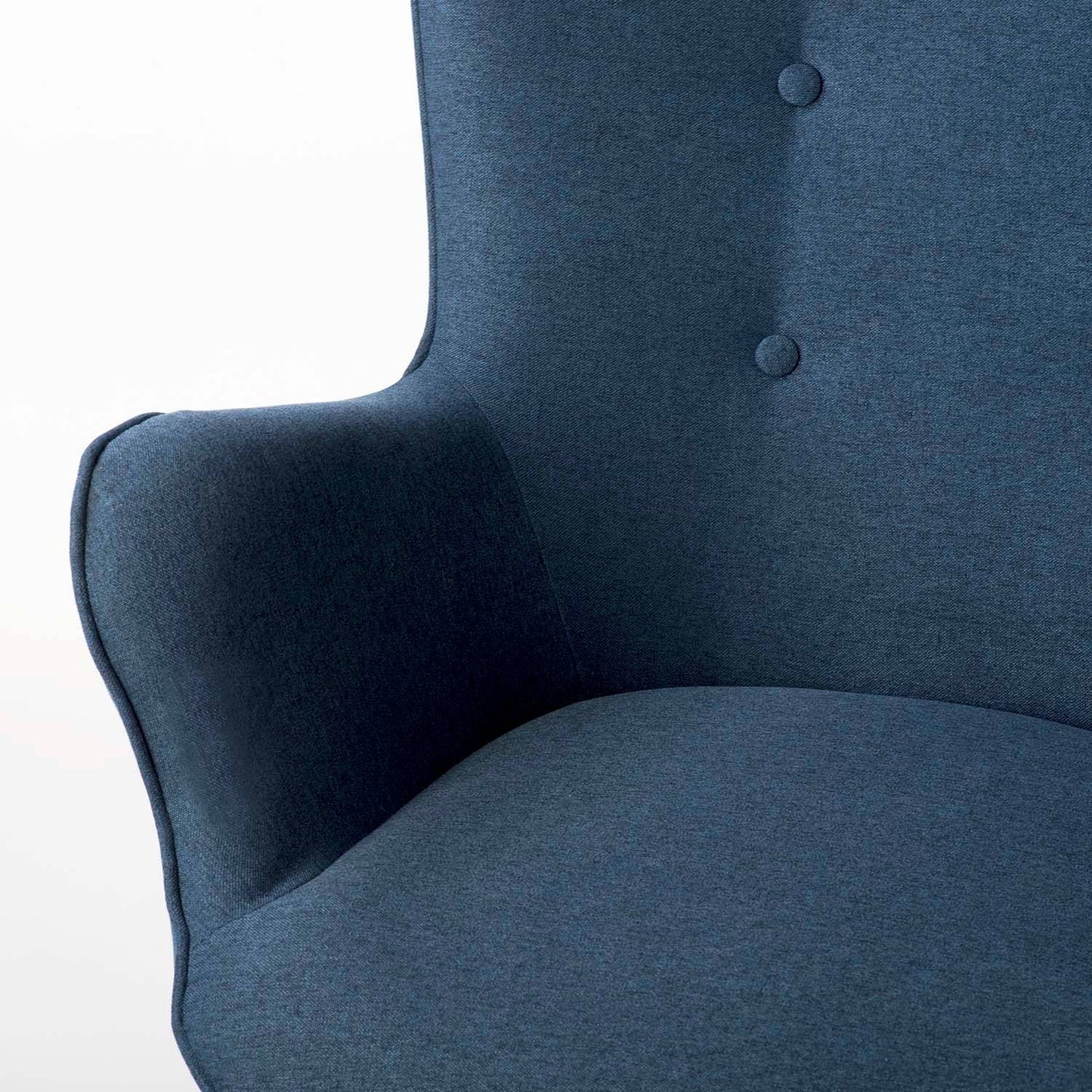 Norse wing chair with footstool, blue
