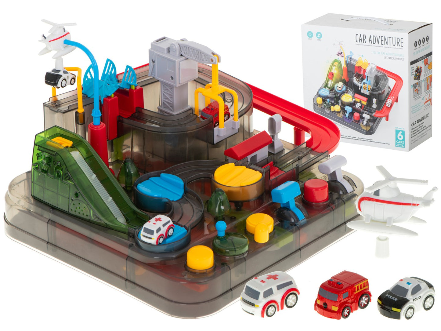 Obstacle course interactive car park LED racing 3 vehicles