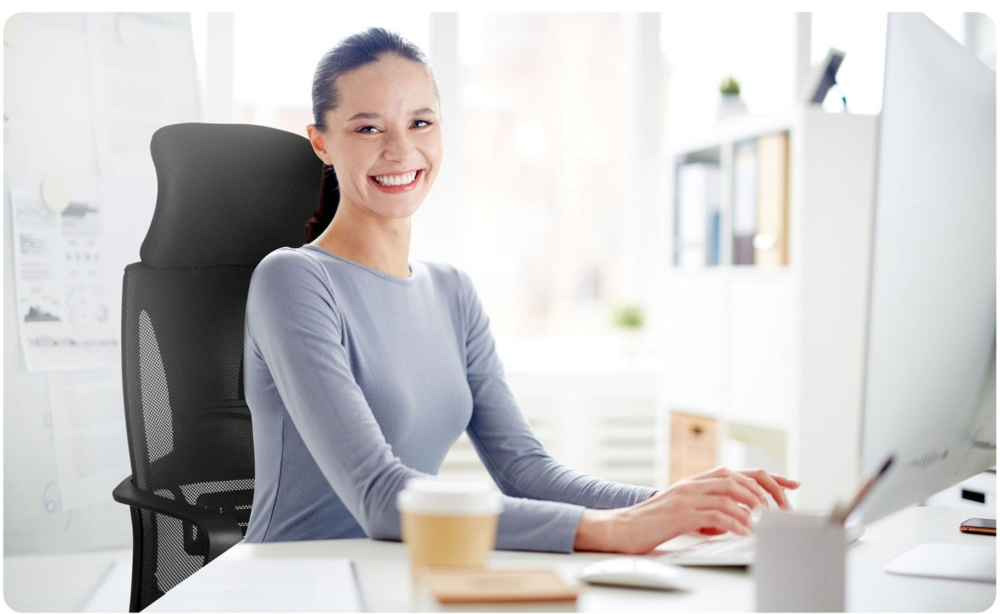 Office chair with micro mesh Praga - black