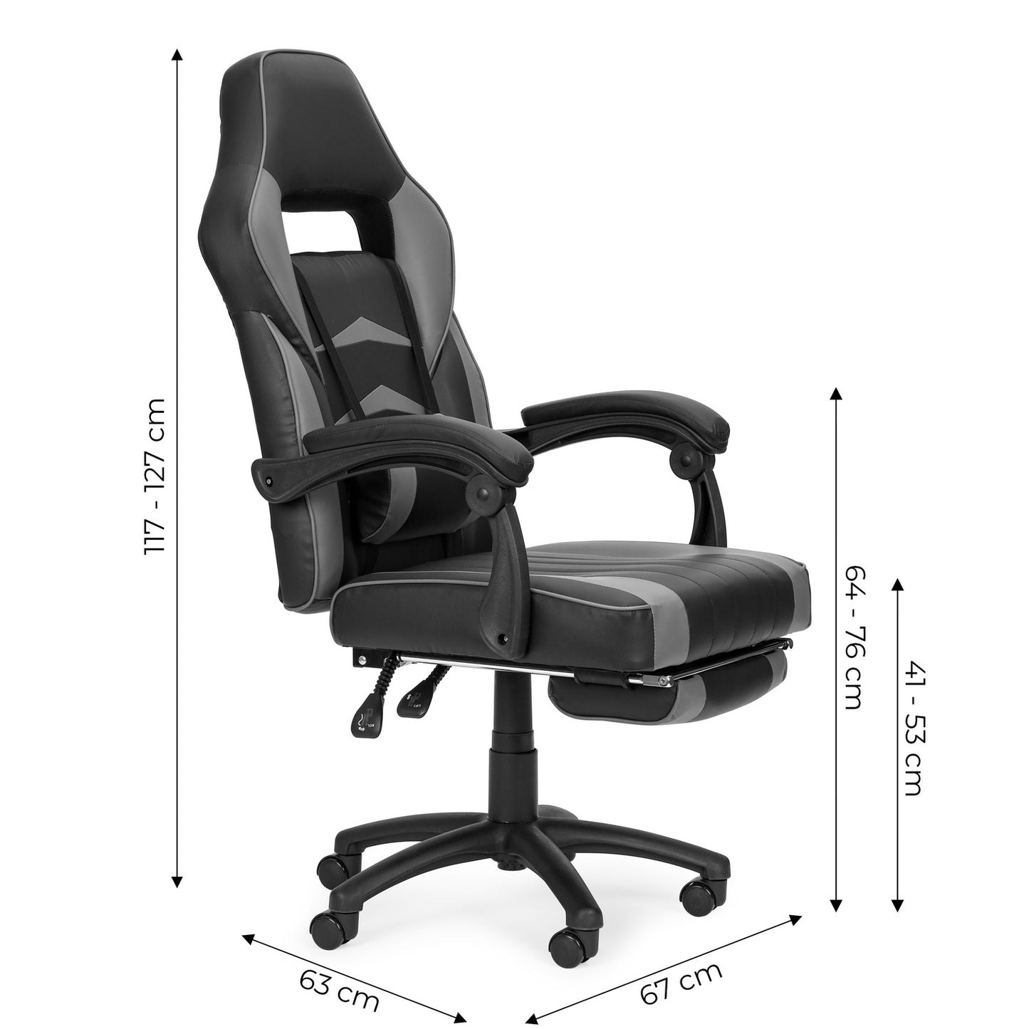 Office gaming chair with adjustable footrest and lumbar pillow