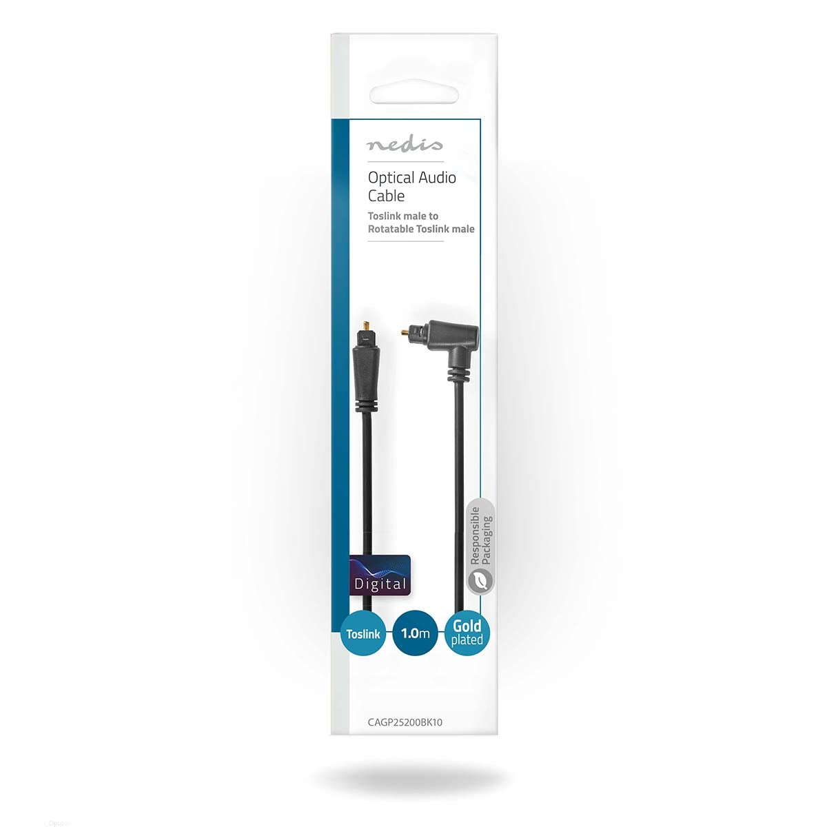 Optical audio cable | TosLink Male | TosLink Male | Rotatable | 1.00 m | Round | PVC | Black | Envelope