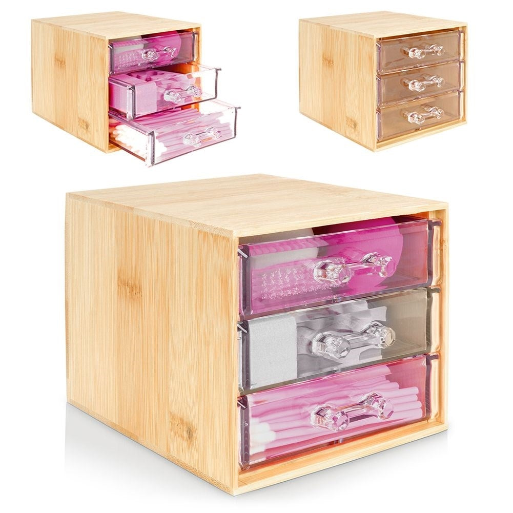 Organizer with Three Drawers in Bamboo and Acrylic