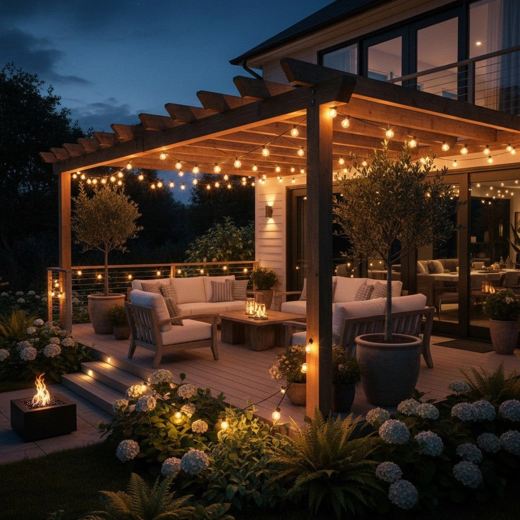 Outdoor LED String Lights, 20m, 30 Bulbs, 9 Modes