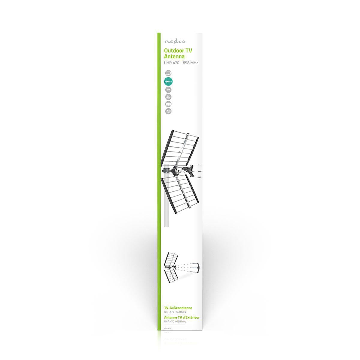 Outdoor antenna | UHF | Reception area: ≥50 km | LTE700 | Gain: 18 dB | 75 Ohm | Antenna length: 1060 mm | Aluminum