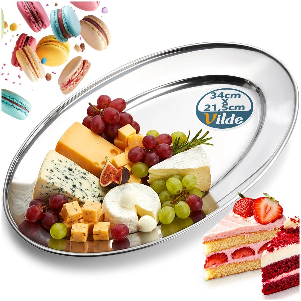 Oval Stainless Steel Serving Platter 34x21.5 cm