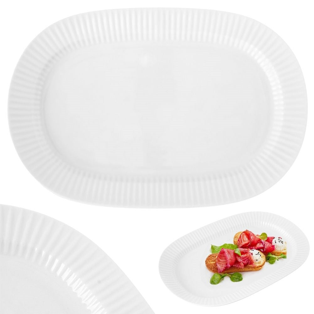 Oval crescent-shaped porcelain tableware for elegant serving
