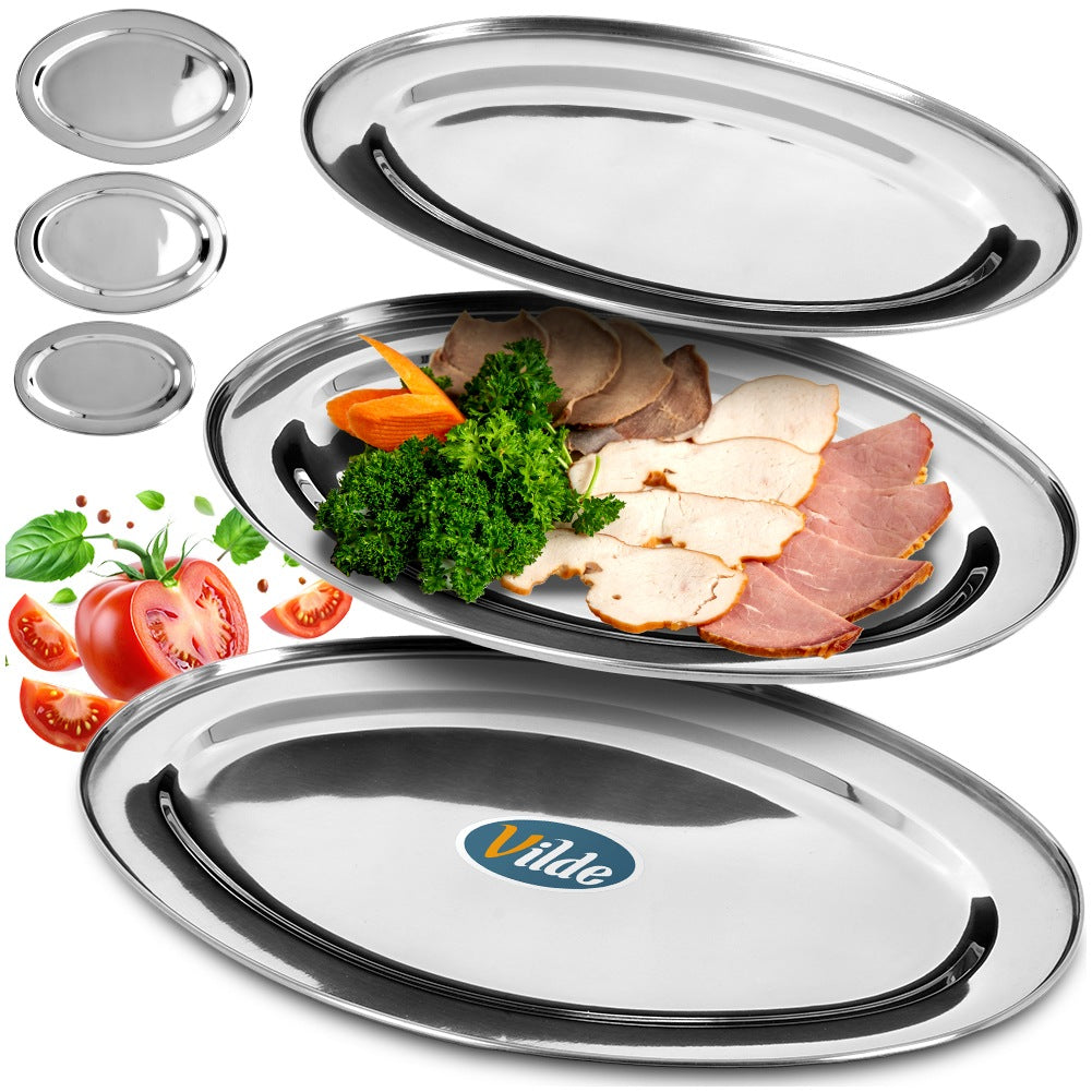 Oval steel platter 3 pcs.