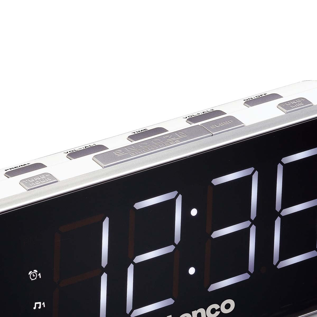 PLL FM Alarm Clock Radio large and clear 1.8" LED display White