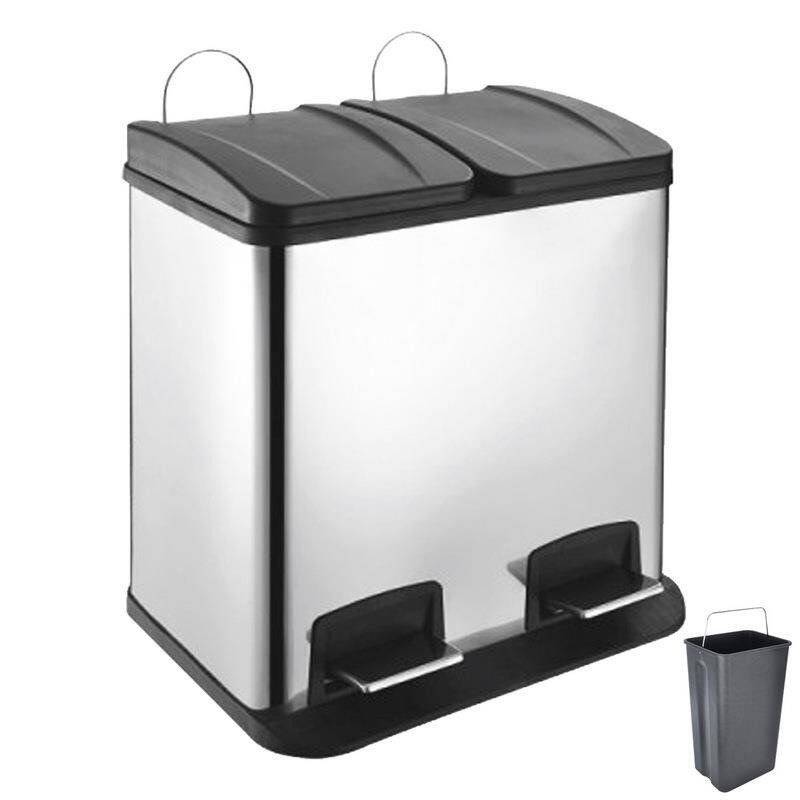 PREMIUM waste bin for waste sorting, steel, 2x20 l