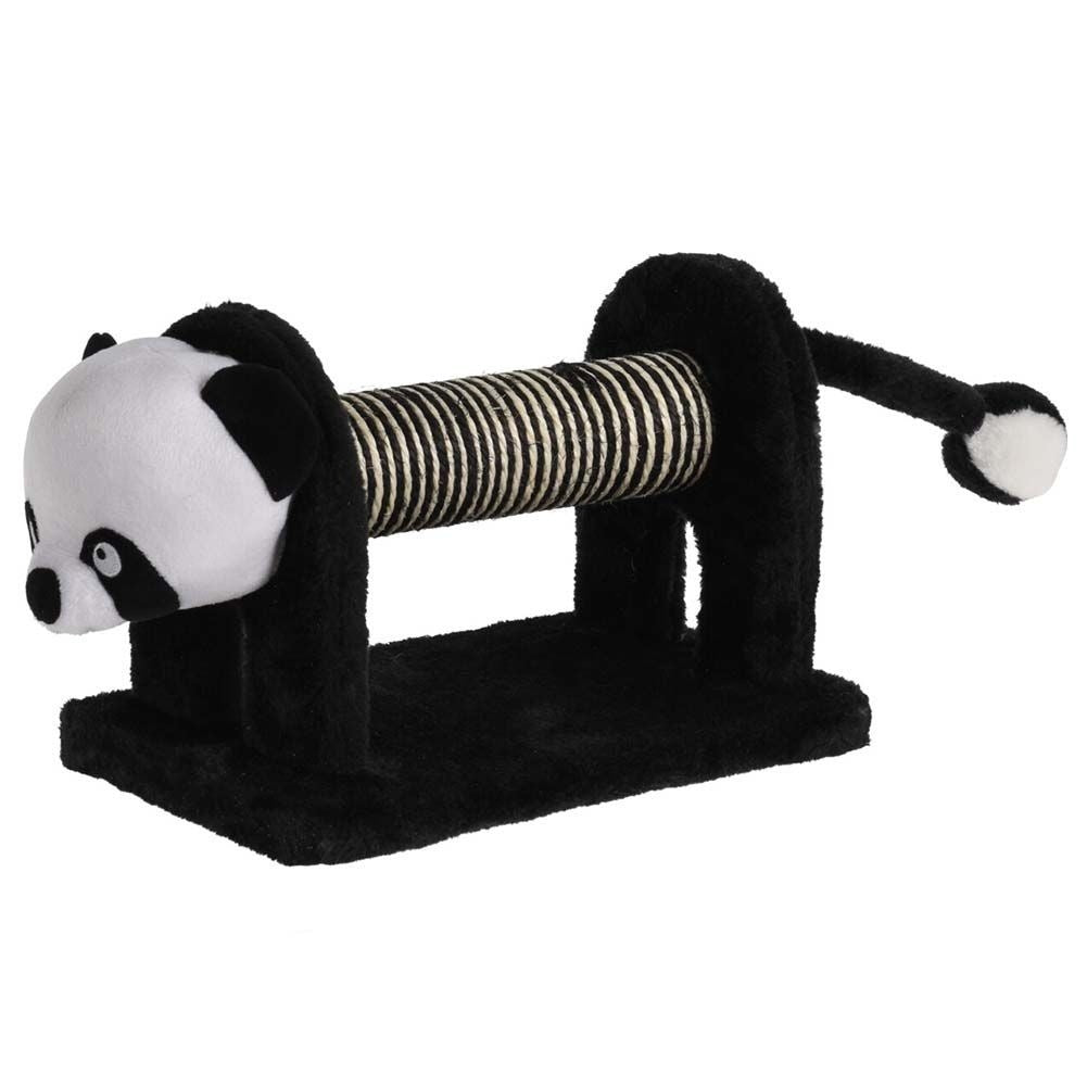 Panda-shaped toy with scratching post and rattle for kittens