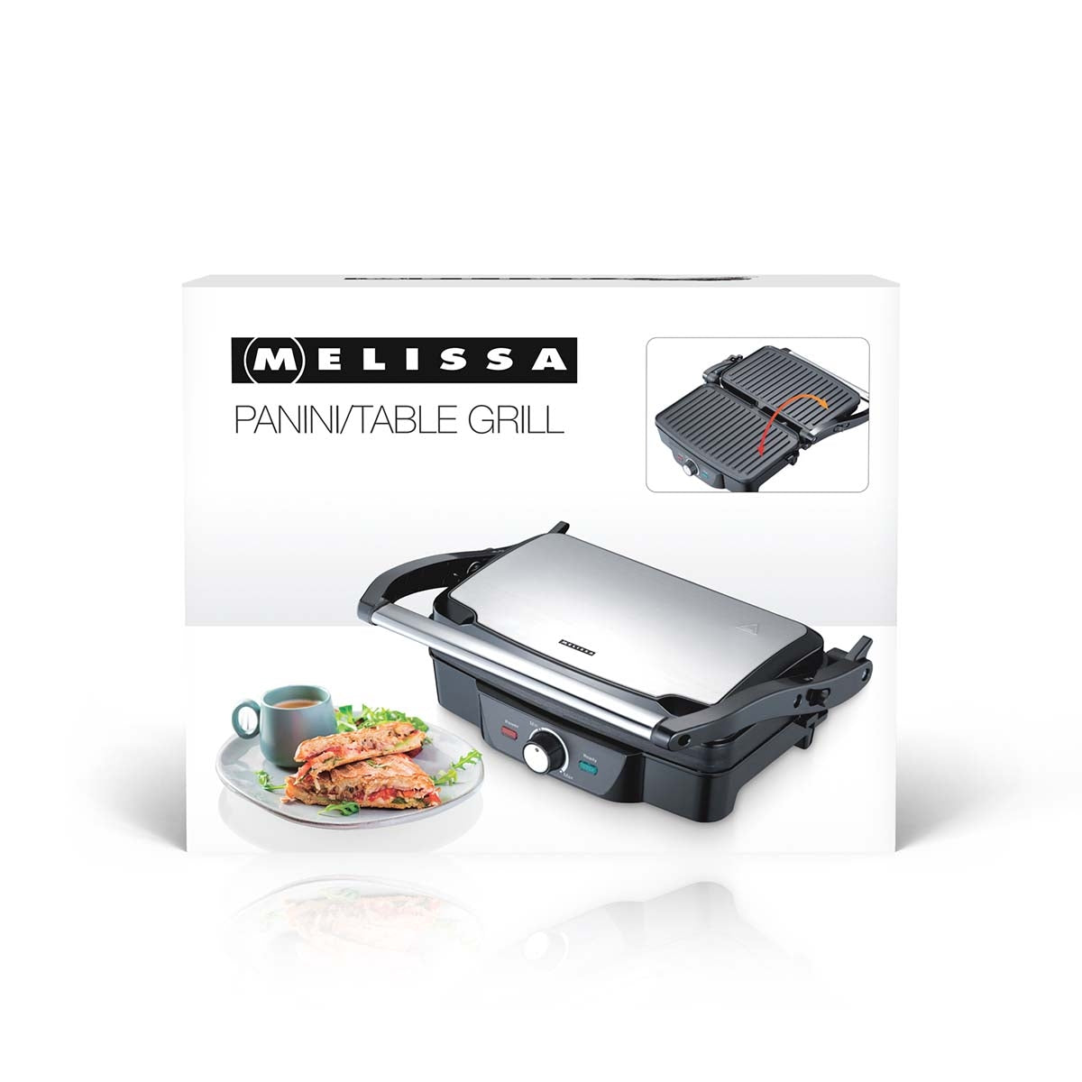 Panini / Table grill 1600W Black / Stainless Steel top housing