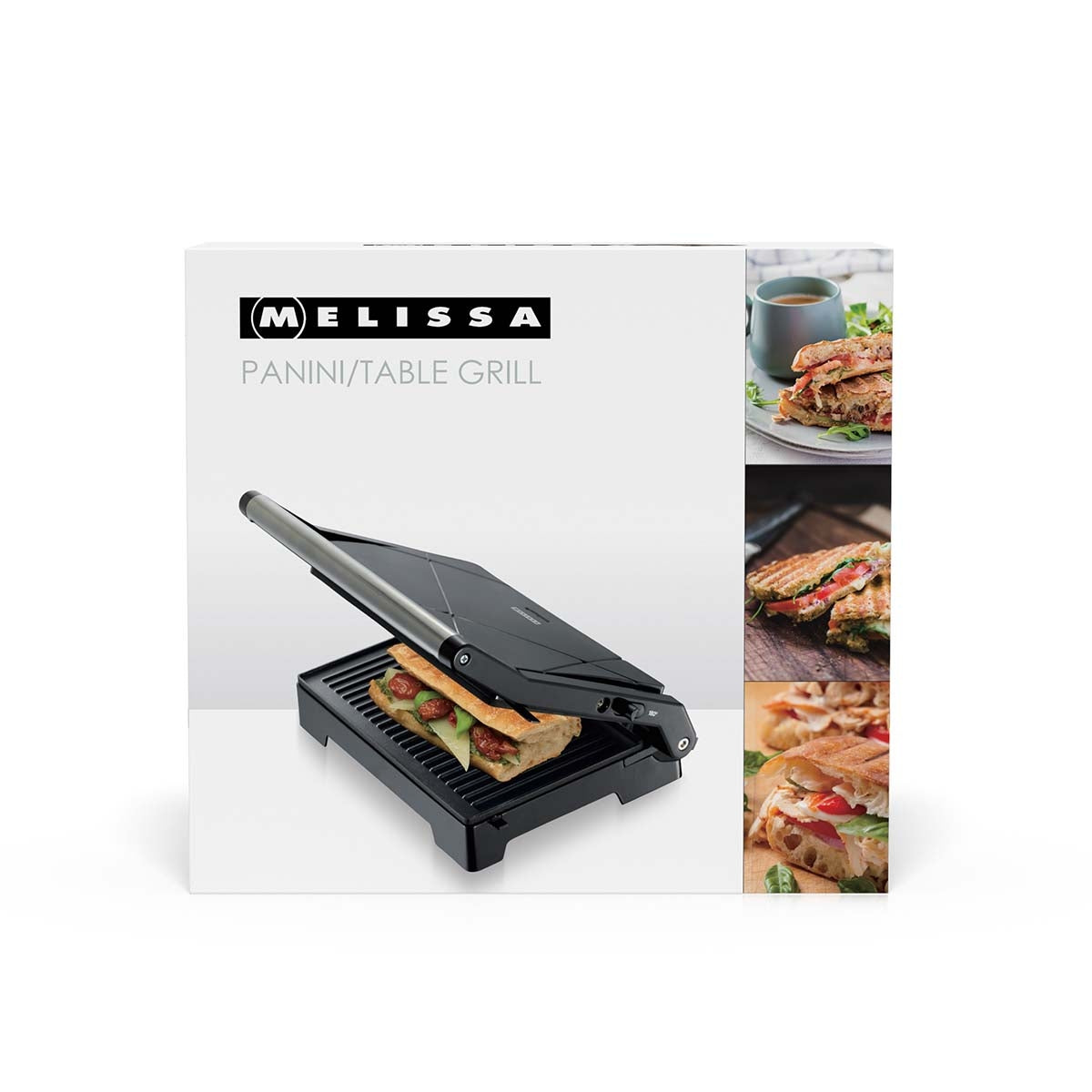 Panini grill and contact grill with non-stick coating and overheating protection 1000W Black
