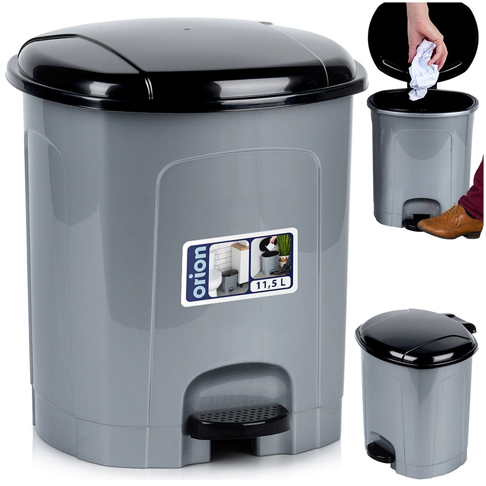Pedal waste bin plastic gray 11.5 l