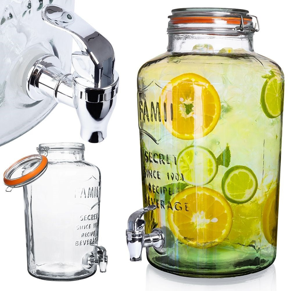 Perfect beverage container with faucet and wide opening