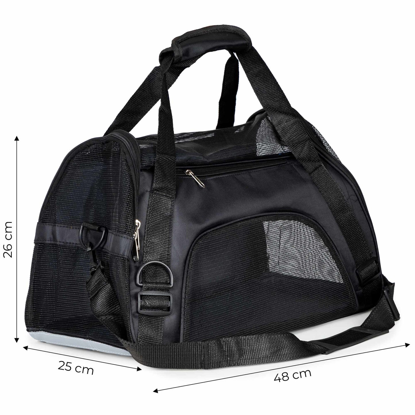 Pet Travel Carrier Bag with Ventilation Mesh, Black