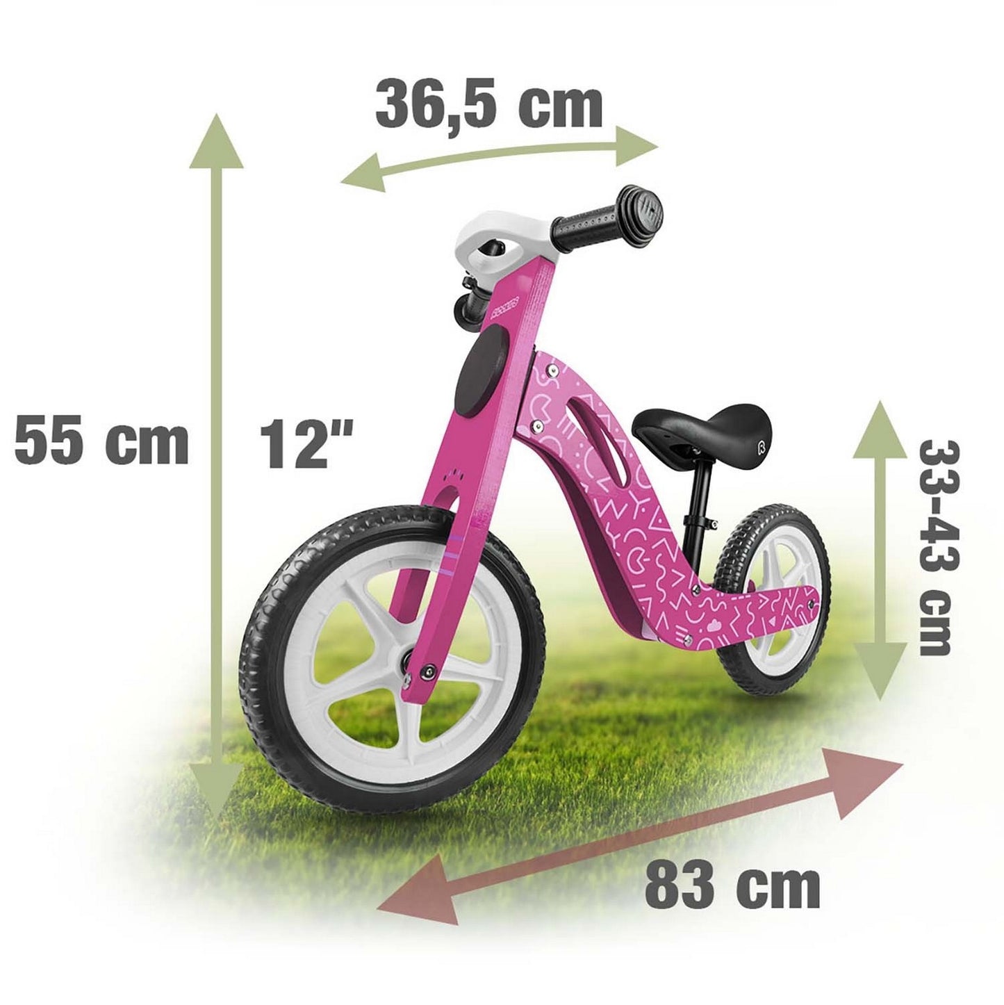 Pink Wooden balance bike Ricokids RC-614