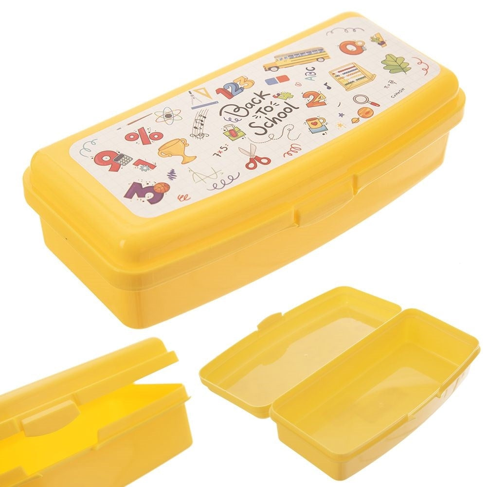 Pink lunch box with clip closure and cake motif