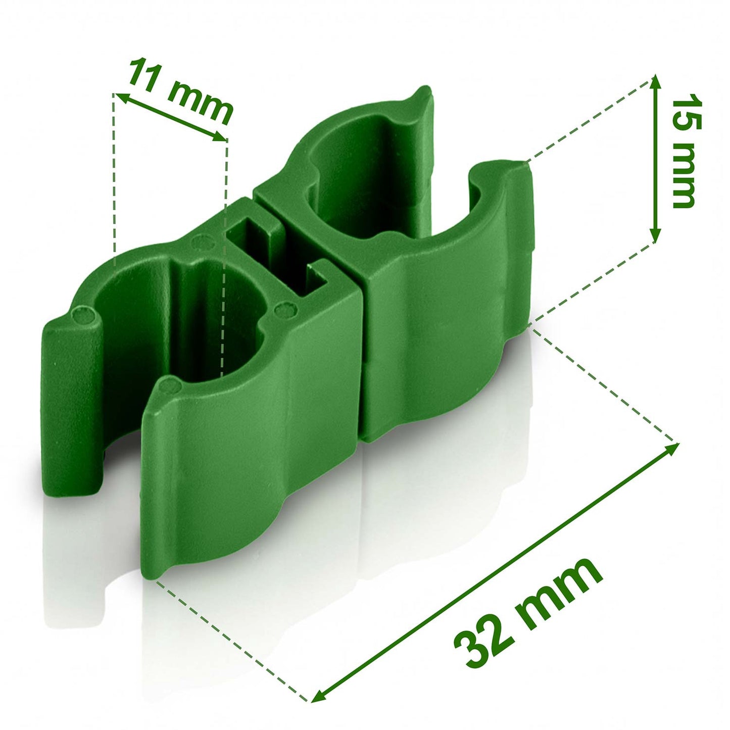 Plant Stake Connectors 11mm, Green, Pack of 10