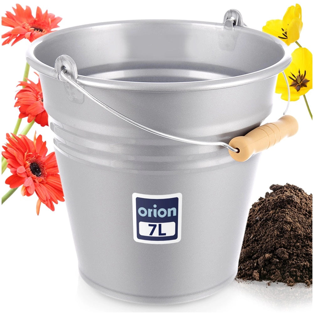 Plastic Bucket, Gray, 7L Capacity, Durable Handle
