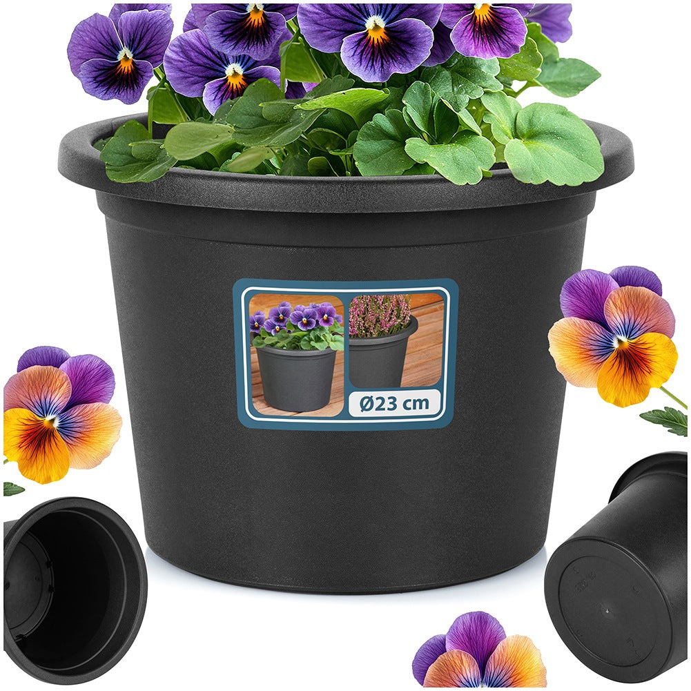 Plastic garden pot black round 23 cm