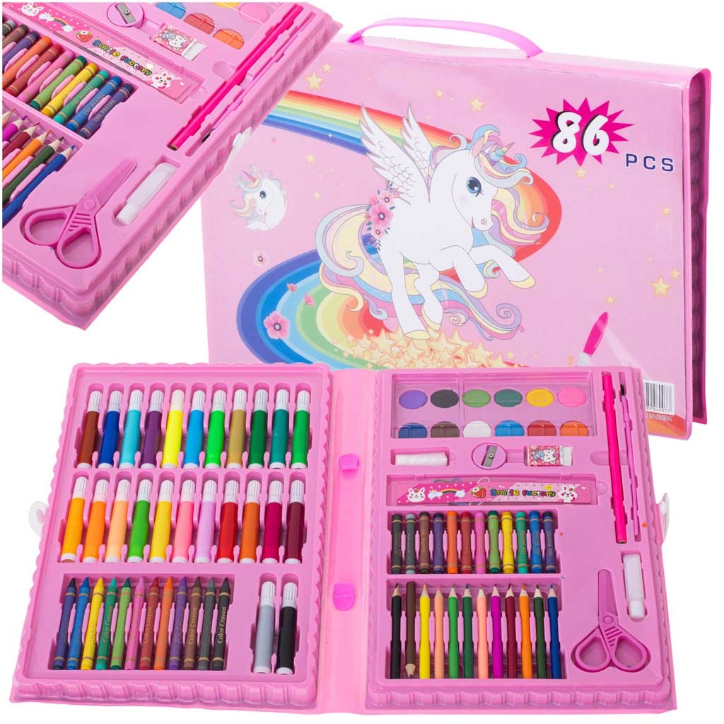 Plastic painting set in a case 86el. pink