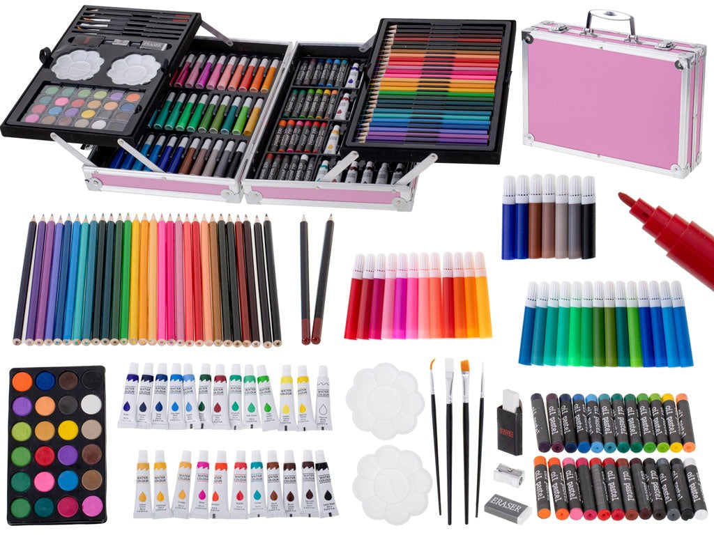 Plastic painting set in a suitcase 145el pink