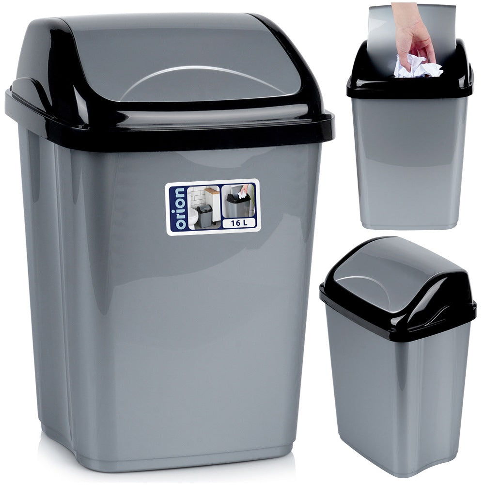 Plastic waste bin gray 16 l