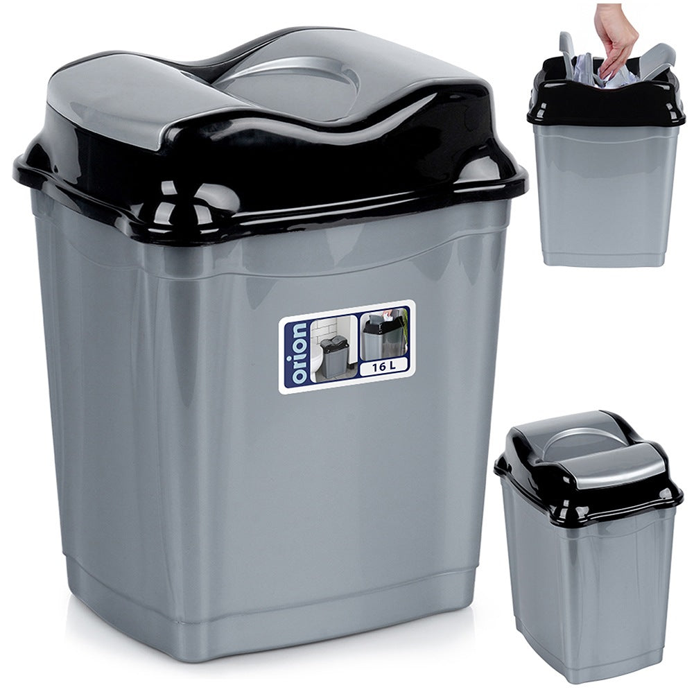 Plastic waste bin gray 16 l