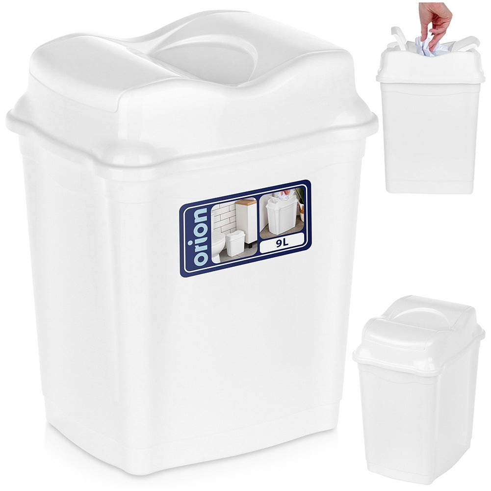Plastic waste bin white 9 l